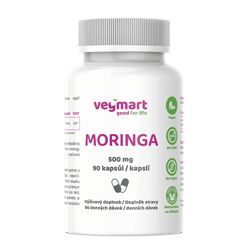 VEGMART Moringa 500 mg 90 kapsúl
