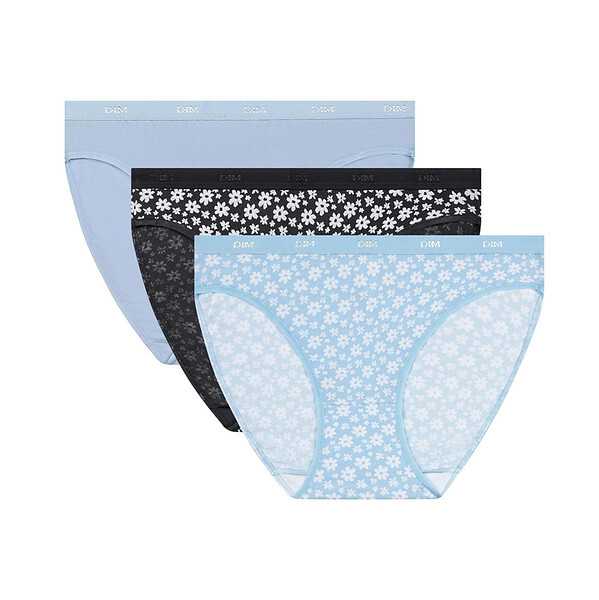 Dámske bavlnené nohavičky 3 ks DIM LES POCKETS COTTON SLIP 3x - DIM - čierna L