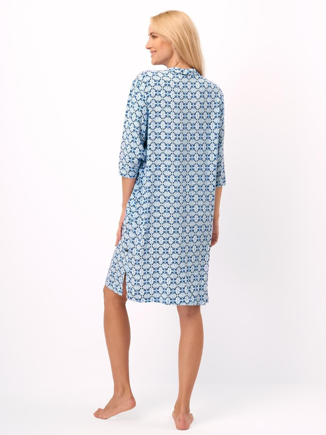 Košeľa Key LND 721 B25 Viskóza 3/4 S-XL bez gombíkov modrá S