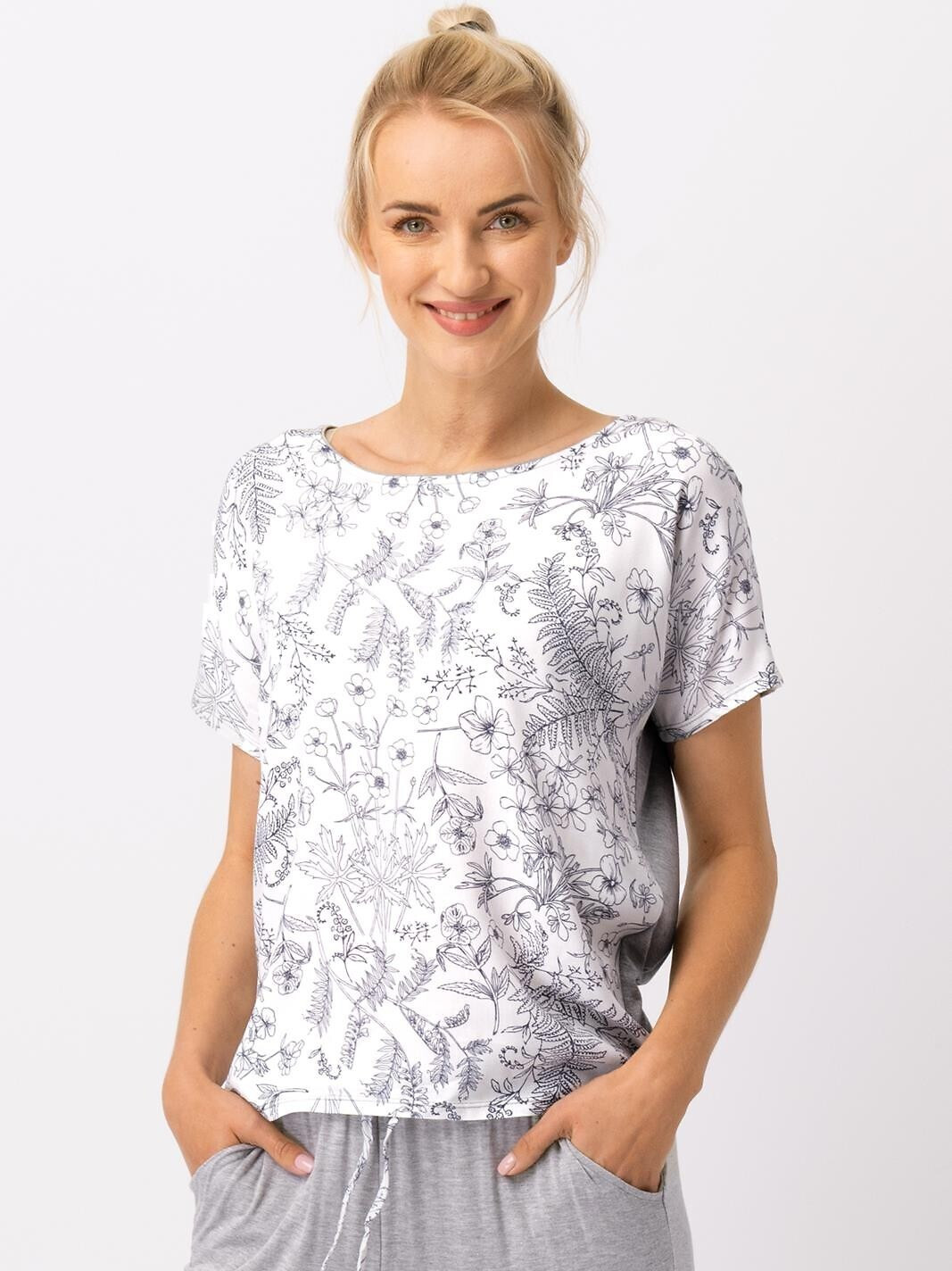 Kľúč LNS 546 B25 Viskózové pyžamo S-XL bílo-šedá L