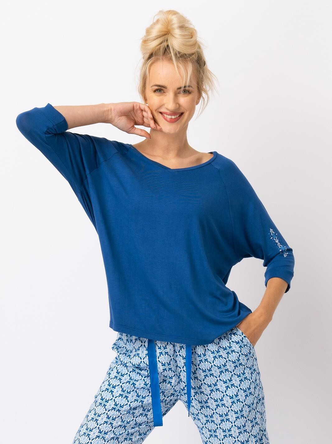 Pyžamo Key LNS 721 B25 Viskóza 3/4 2XL-3XL modrá 3xl