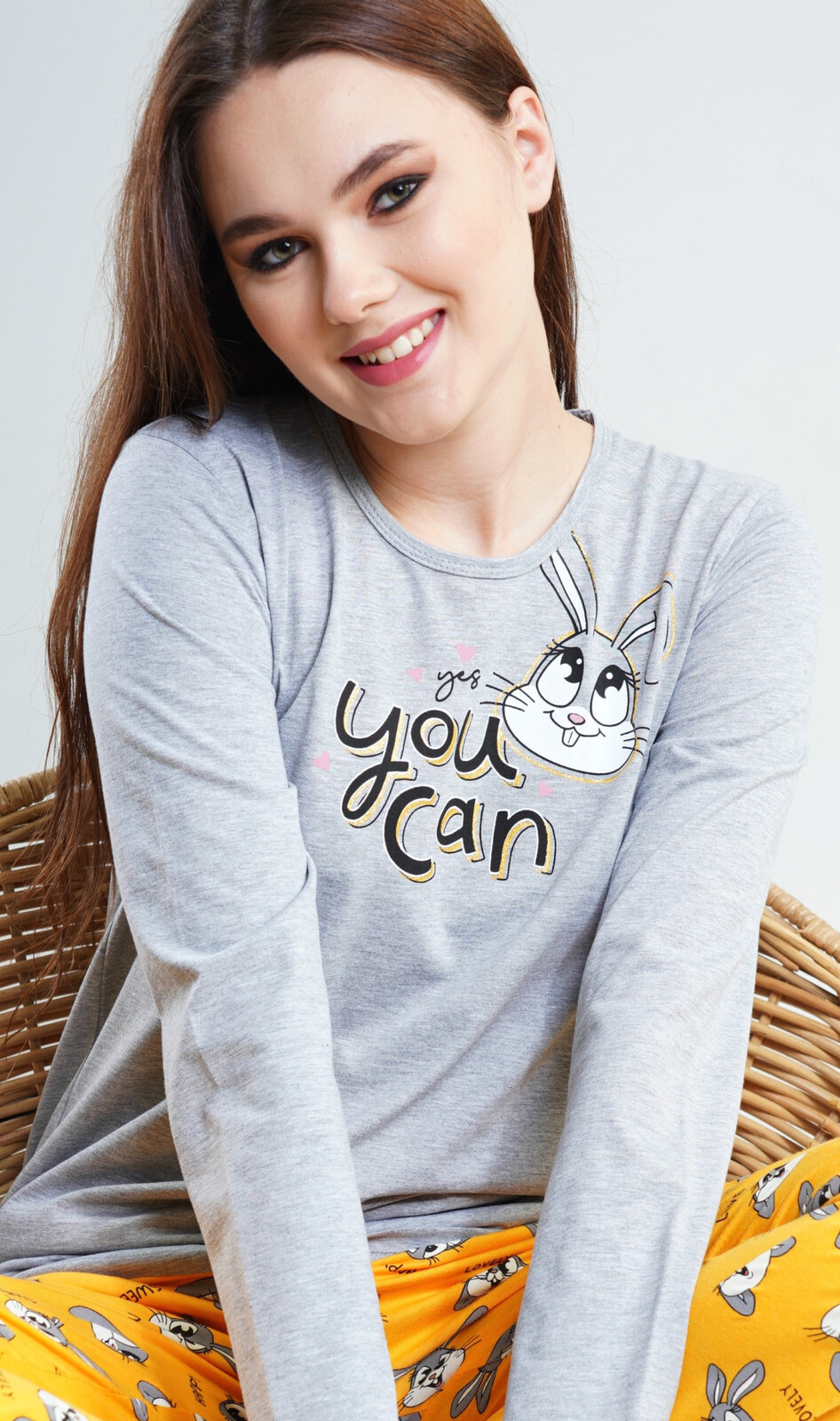 Dámske dlhé pyžamo Hare šedá S