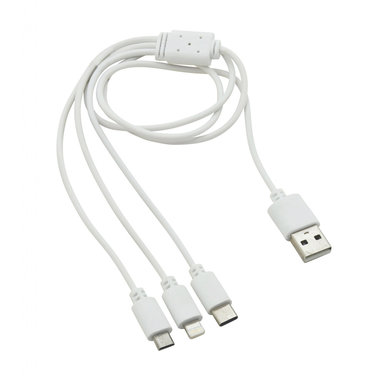 Nabíjací USB kábel 3in1 (micro USB, iPhone, USB C) - biely