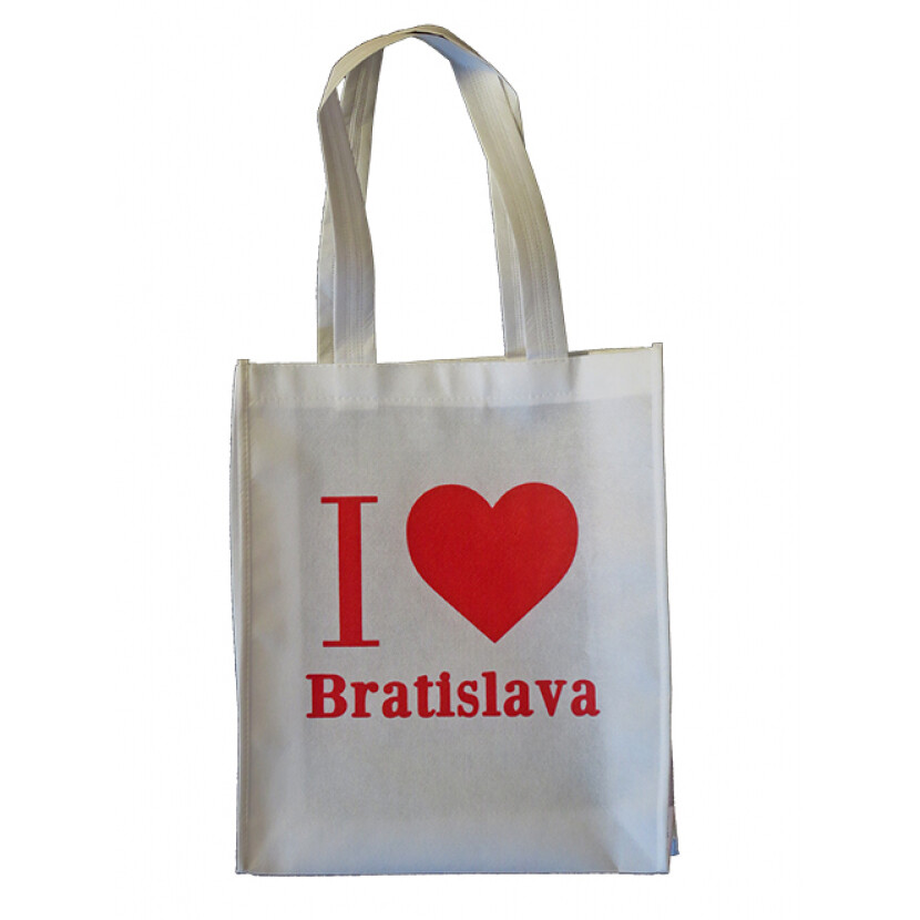 Taška z netkanej textílie Bratislava - biela-červená