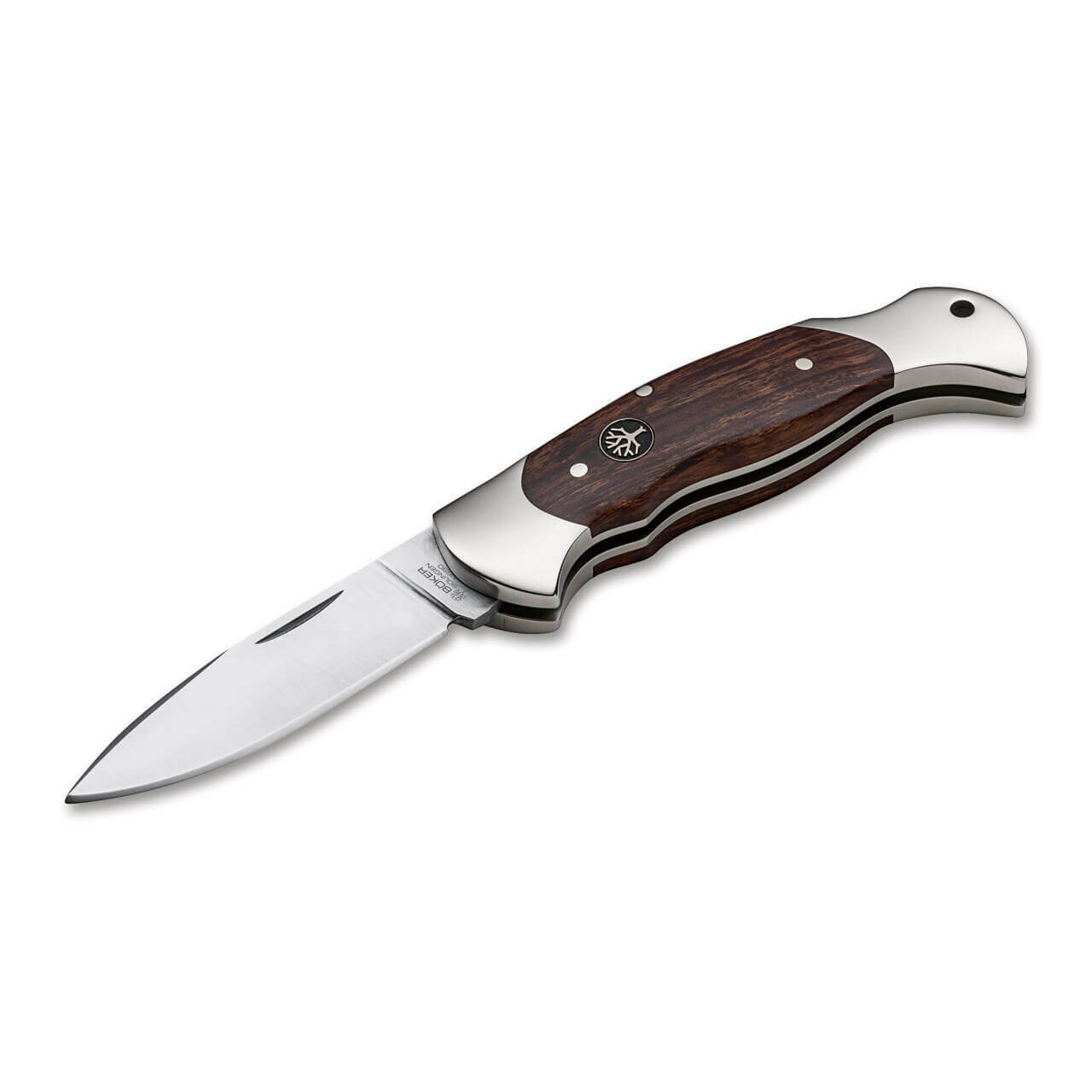 Vreckový nôž Böker Manufaktur Solingen Scout Spearpoint Desert Ironwood - hnedý-strieborný