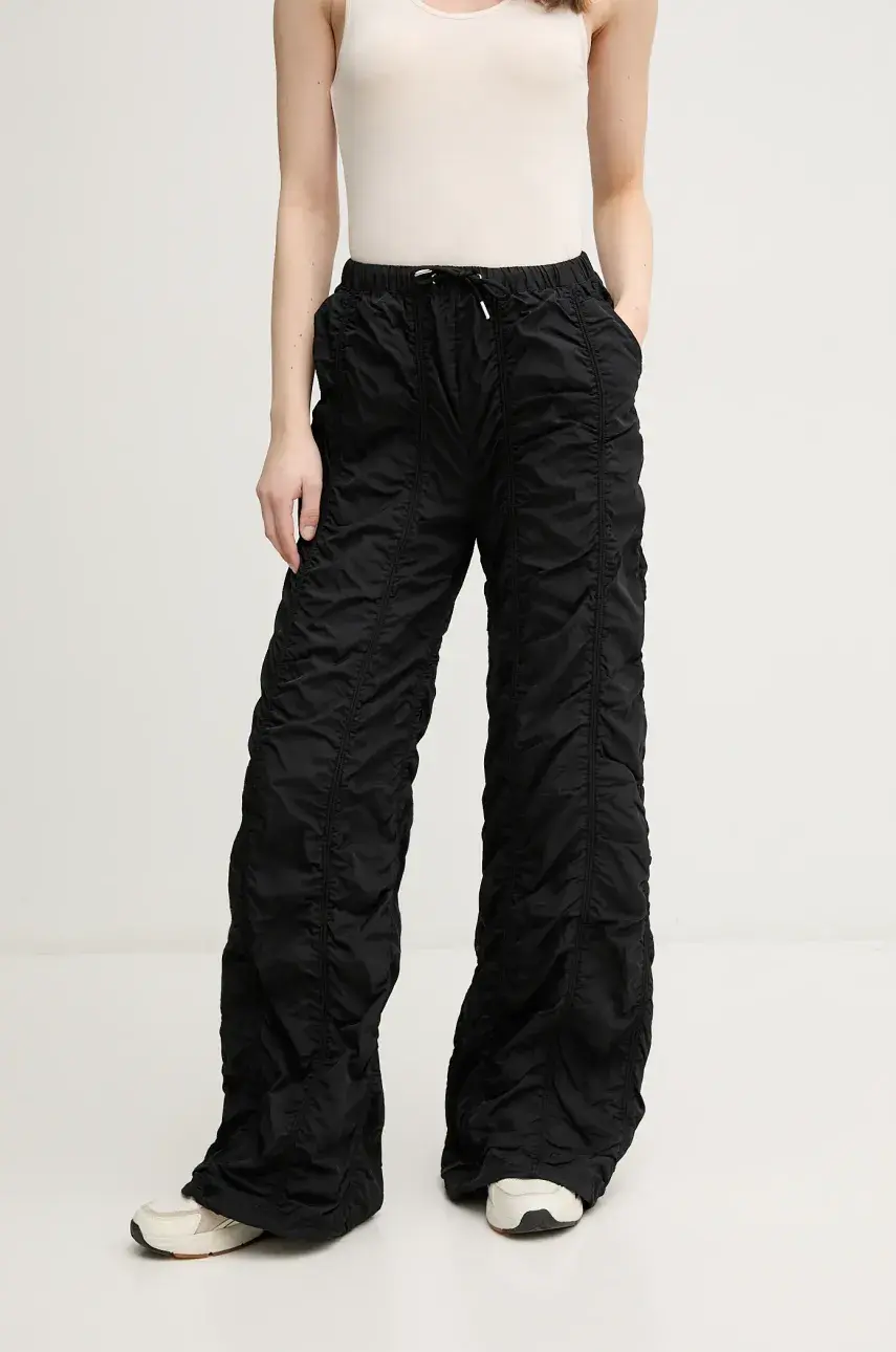 Nohavice Alpha Industries Parachute Pants Wmn čierna farba, rovný strih, vysoký pás, 156022