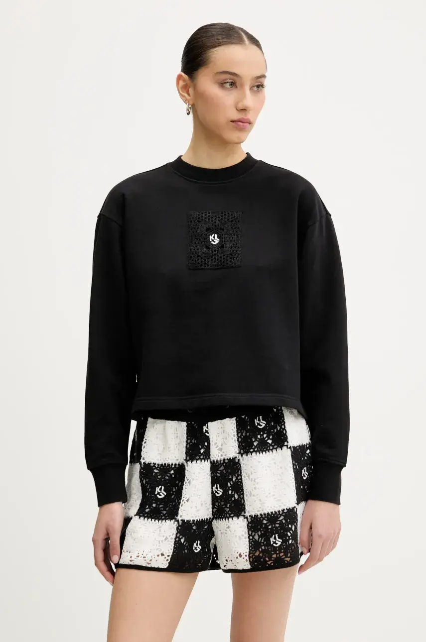 Bavlnená mikina Karl Lagerfeld Jeans čierna farba, s nášivkou, A2W20018