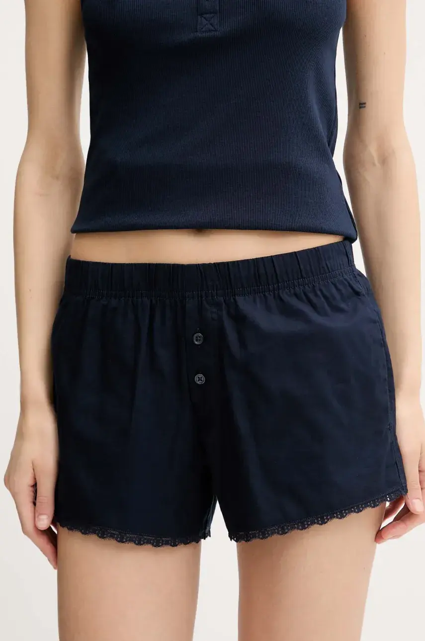 Bavlnené pyžamové šortky Hollister Co. tmavomodrá farba, bavlnené, KI346-5039