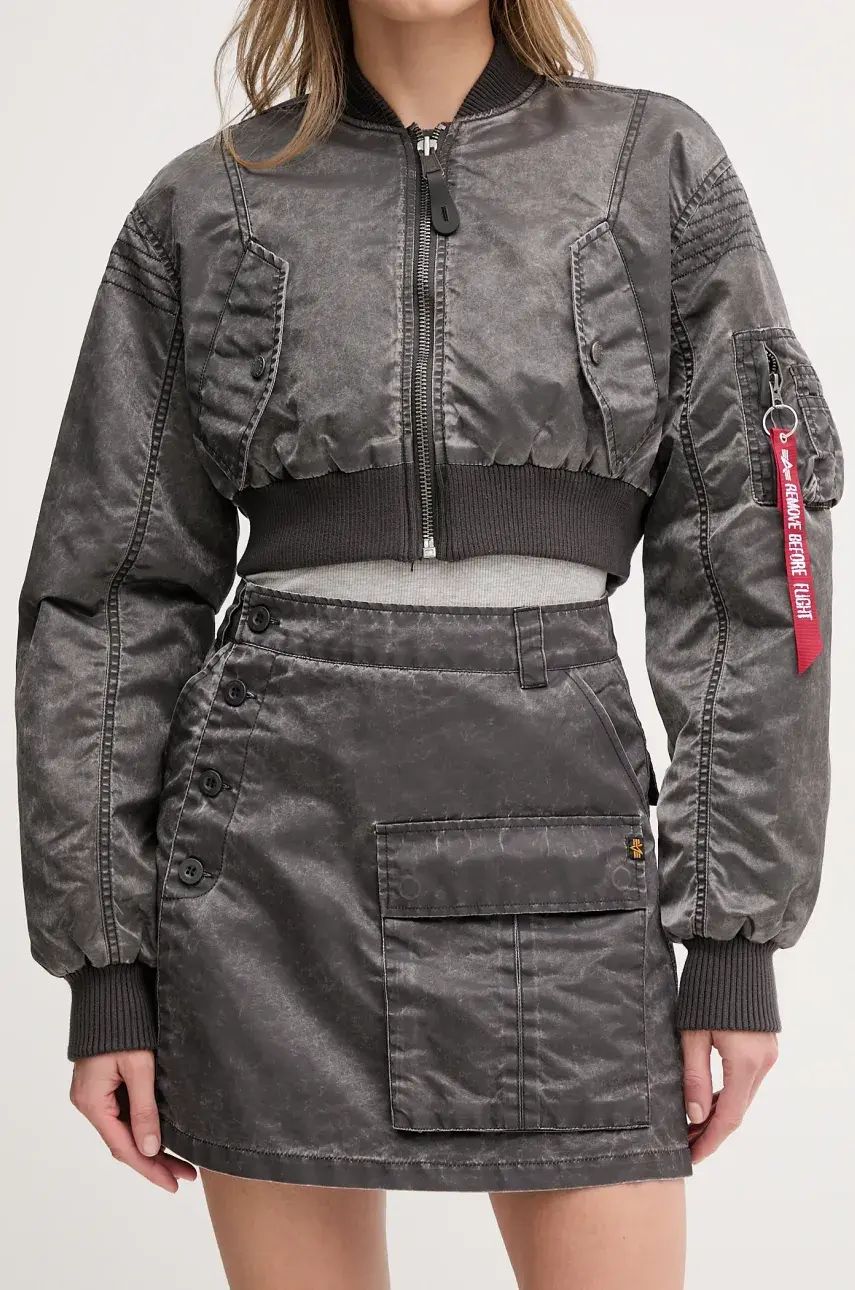 Sukňa Alpha Industries Vintage Mini Skirt šedá farba, mini, rovný strih, 156052