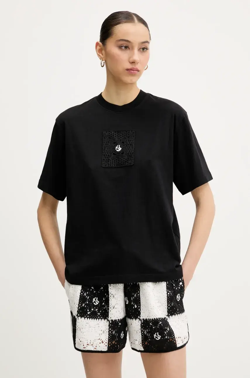 Bavlnené tričko Karl Lagerfeld Jeans dámske, čierna farba, A2W17096