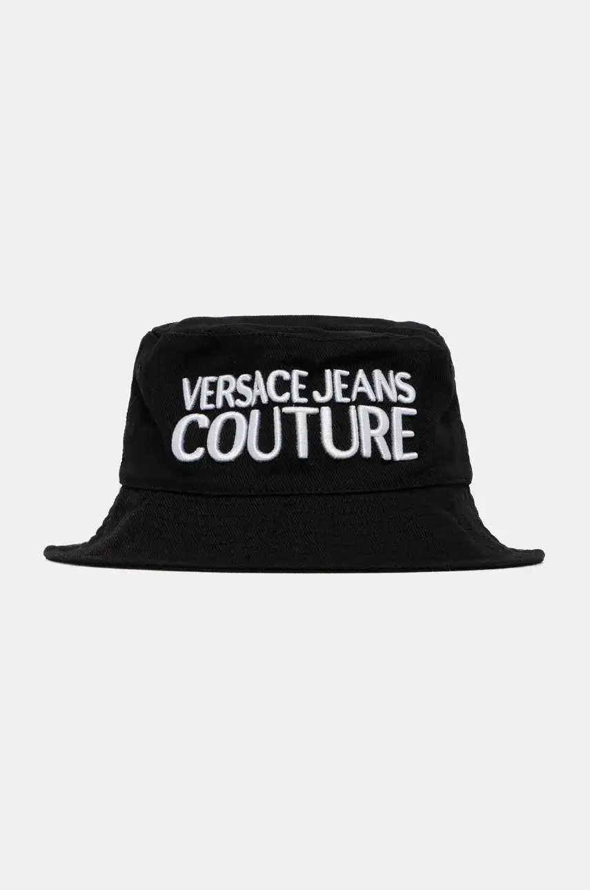 Bavlnený klobúk Versace Jeans Couture čierna farba, bavlnené, 78HAZK04 ZG365