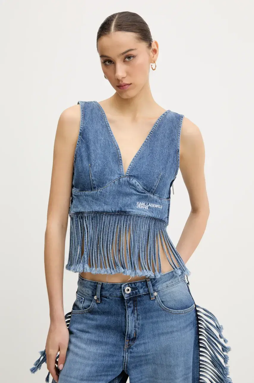 Džínsový top Karl Lagerfeld Jeans jednofarebné, A2W11022
