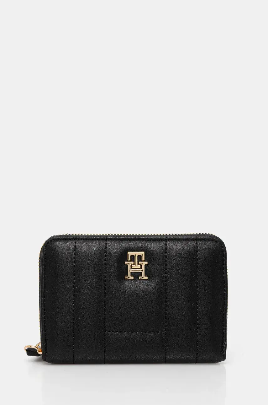 Peňaženka Tommy Hilfiger dámska, čierna farba, AW0AW17476