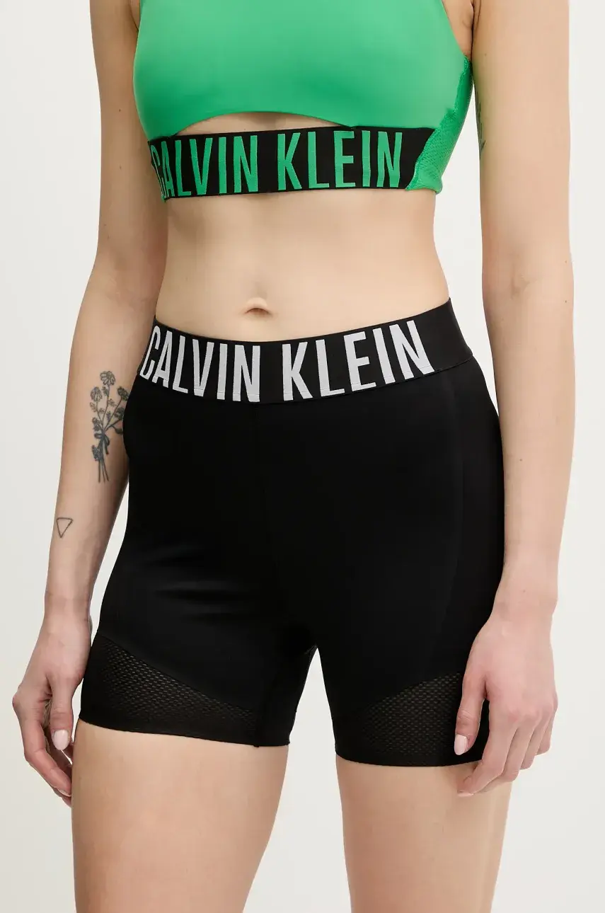 Tréningové šortky Calvin Klein Performance čierna farba, s potlačou, vysoký pás, LVGWS5L704