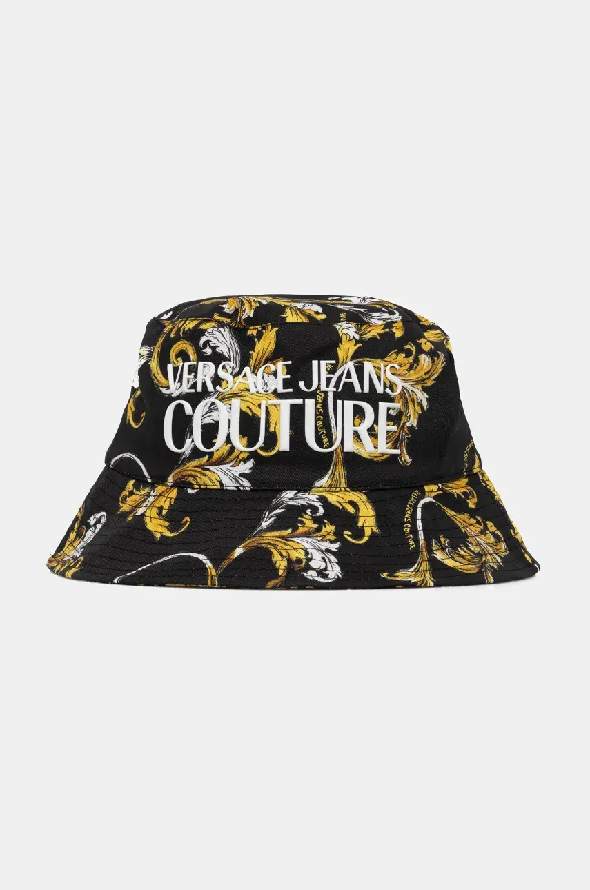 Bavlnený klobúk Versace Jeans Couture čierna farba, bavlnené, 78GAZK06 ZG364