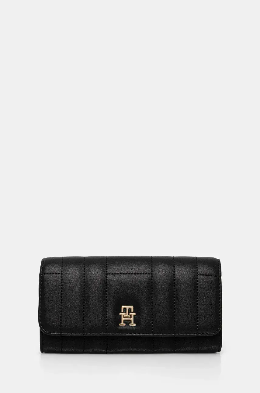 Peňaženka Tommy Hilfiger dámska, čierna farba, AW0AW17475