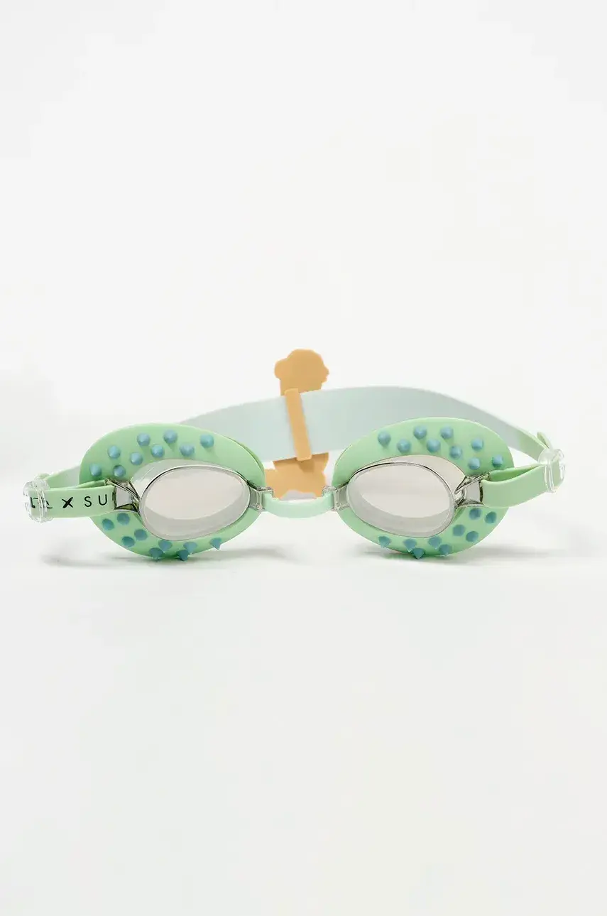 Detské plavecké okuliare SunnyLife Shred Turtle Aqua x Rip Curl zelená farba