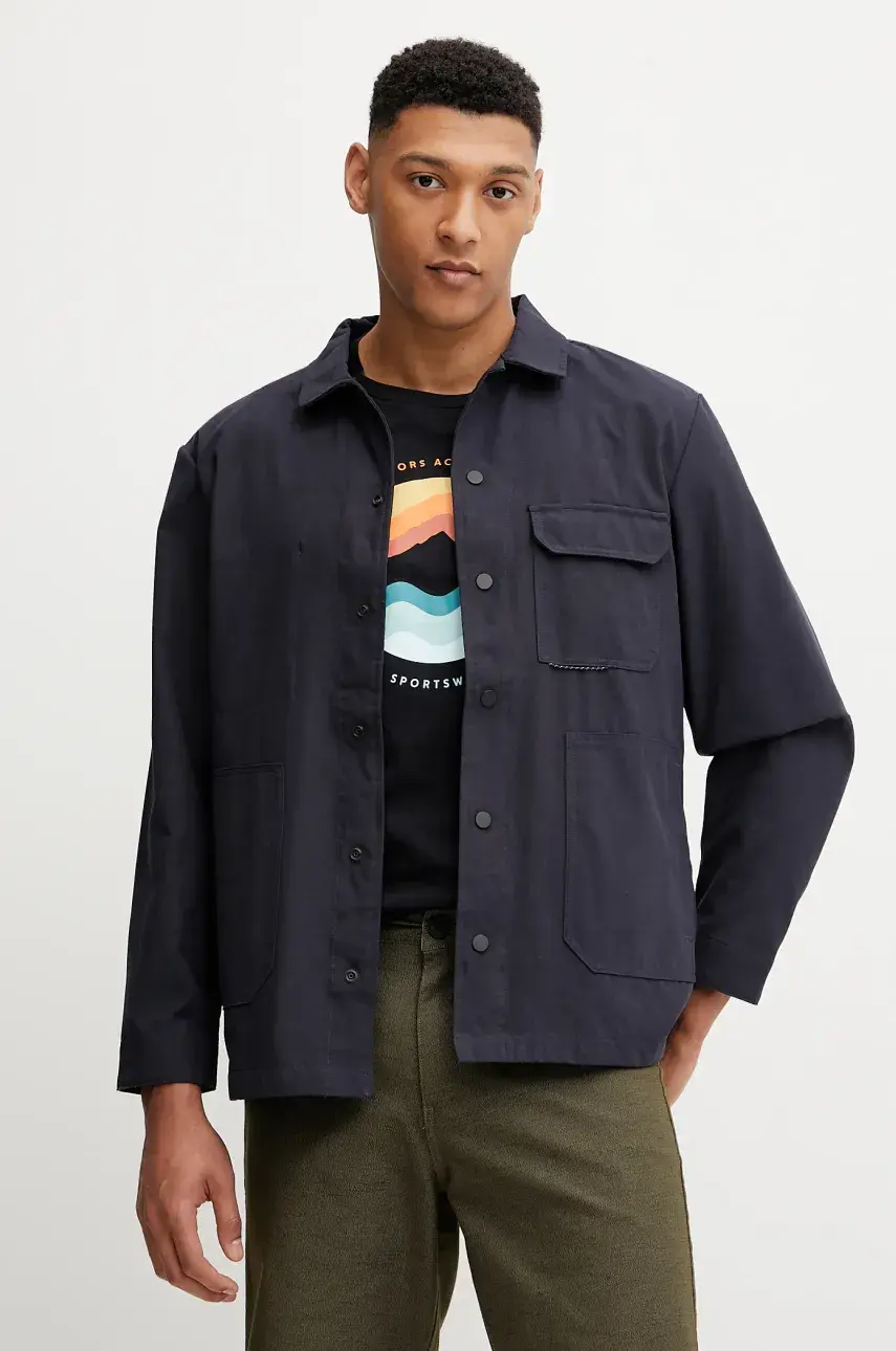 Košeľové sako Jack Wolfskin Terracade Overshirt tmavomodrá farba, prechodné, A63865