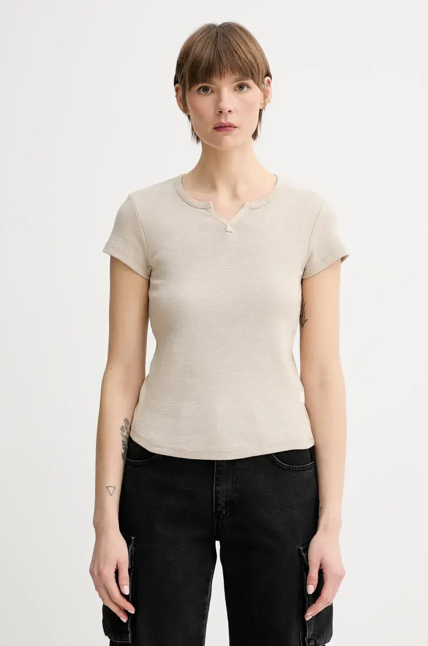 Bavlnené tričko G-Star Raw dámske, béžová farba, D26075-D958