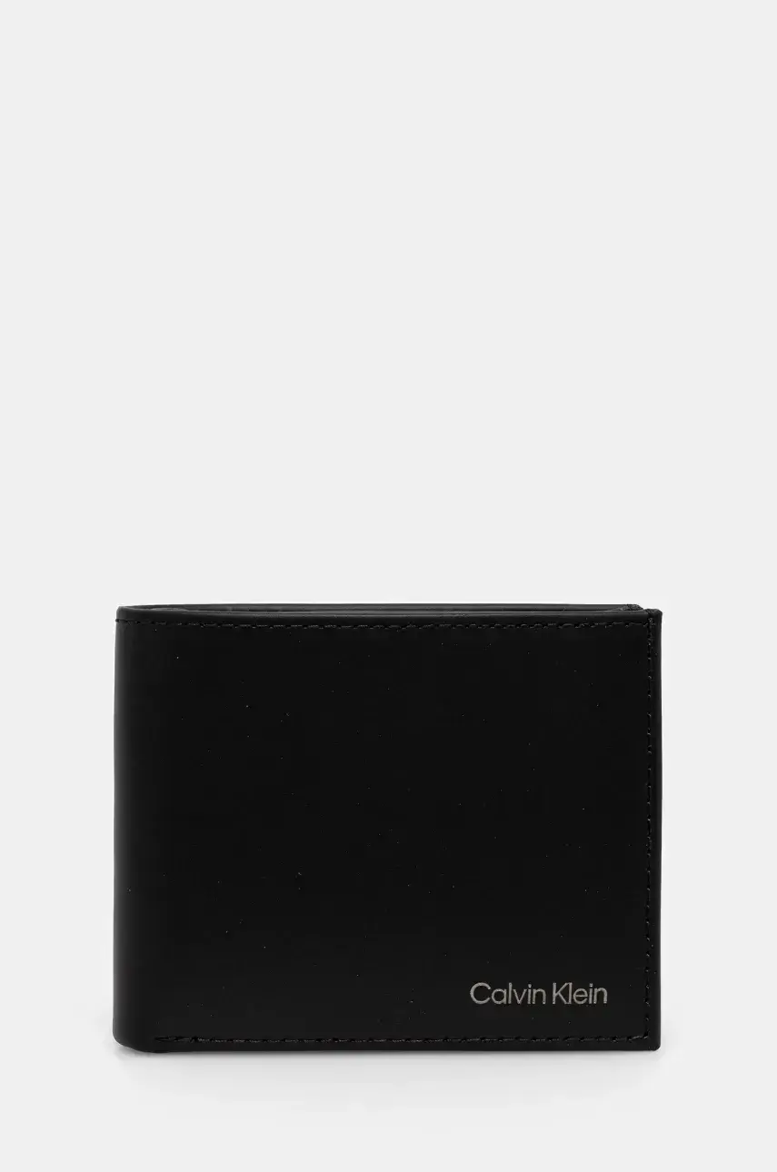 Kožená peňaženka Calvin Klein čierna farba, LV04D1103G
