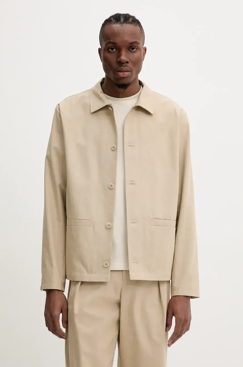 Košeľa A.P.C. veste rodney béžová farba, voľný strih, s klasickým golierom, COHFU.H32009