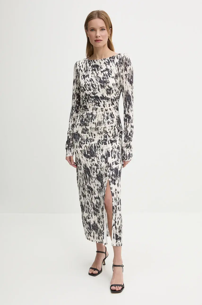 Šaty Sisley béžová farba, maxi, priliehavé, 4QFRLV070