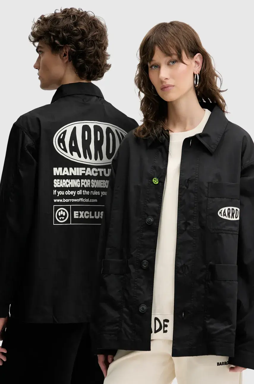 Košeľové sako Barrow čierna farba, prechodná, oversize, S5BWUAJK065