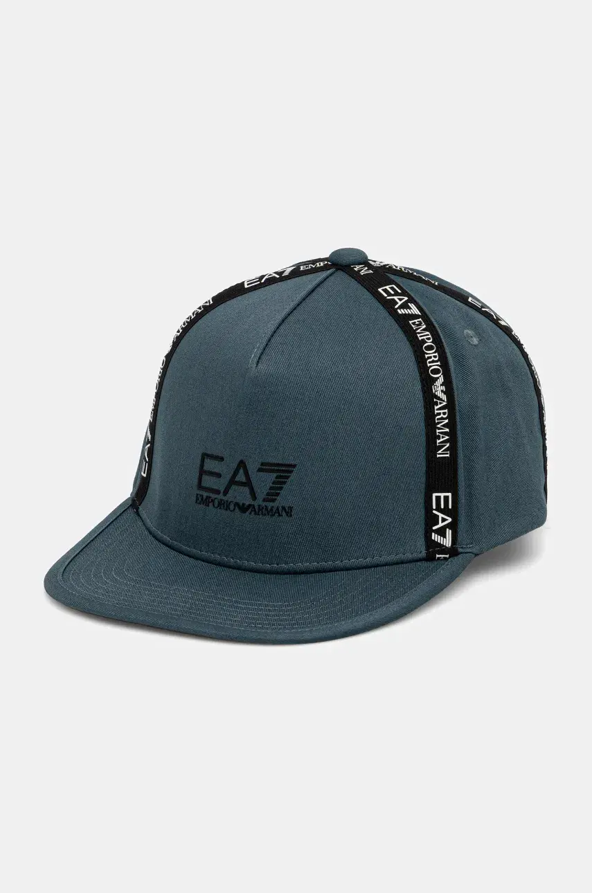 Bavlnená šiltovka EA7 Emporio Armani zelená farba, s nášivkou, AF13265.7X000054