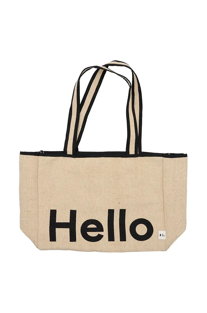 Bavlnená taška Design Letters Hello béžová farba
