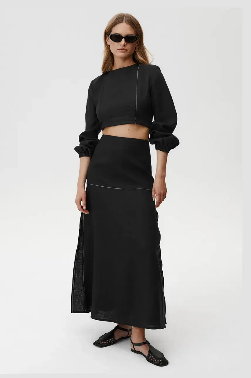 Ľanová blúzka Undress Code Selene Shirt čierna farba, jednofarebná, 890