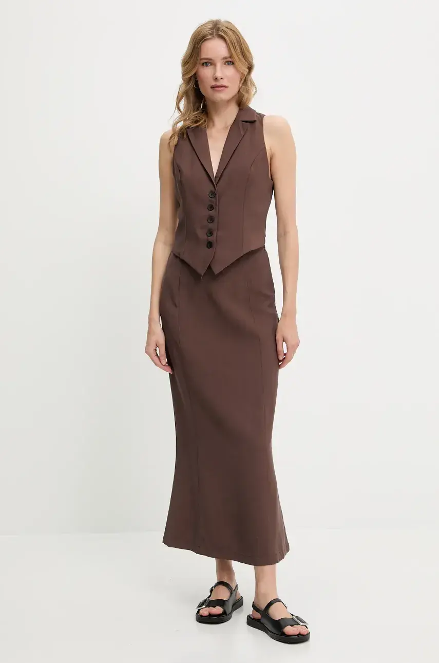 Vesta a sukňa Answear Lab hnedá farba