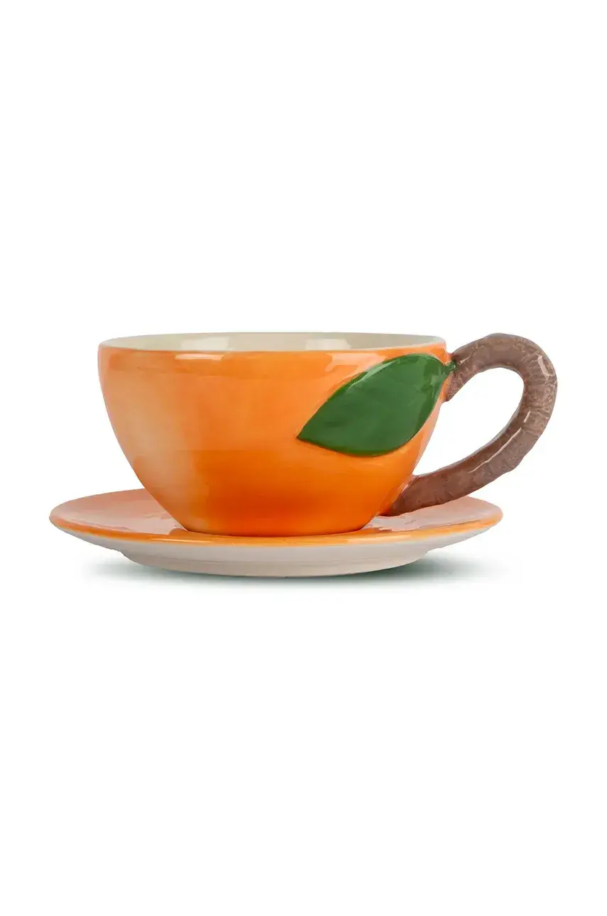Šálka ​​s podšálkou Byon Peach 300 ml oranžová farba