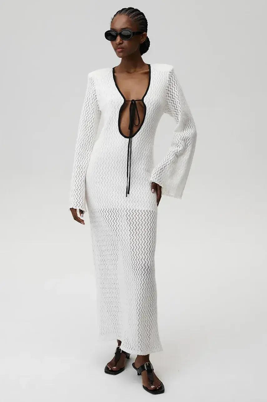 Bavlnené šaty Undress Code Venice Dress biela farba, maxi, priliehavé, 902