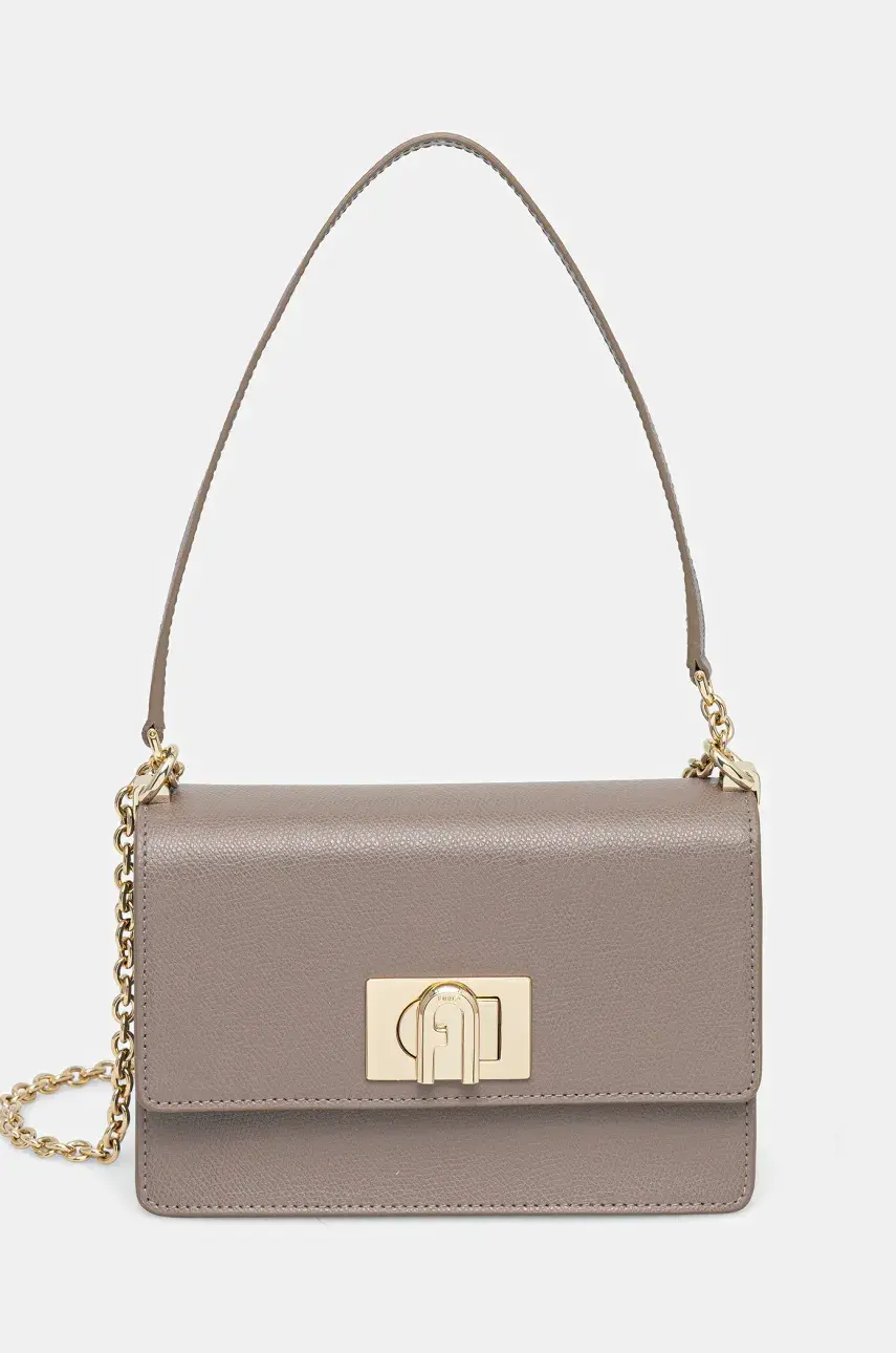 Kožená kabelka Furla šedá farba, BAFKACO.ARE000.2572S1007
