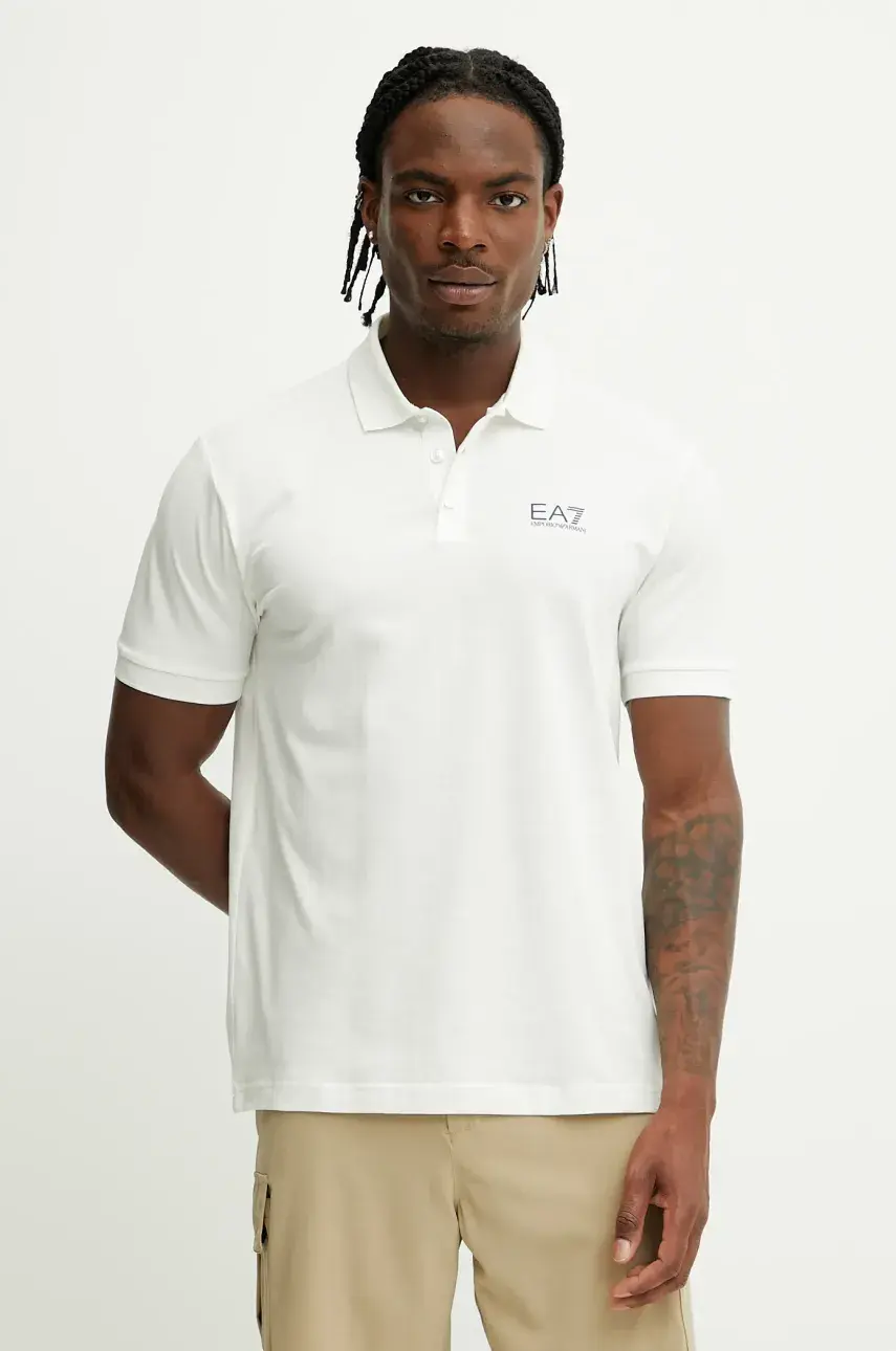 Polo tričko EA7 Emporio Armani pánske, béžová farba, jednofarebná, AF10373.7M000182