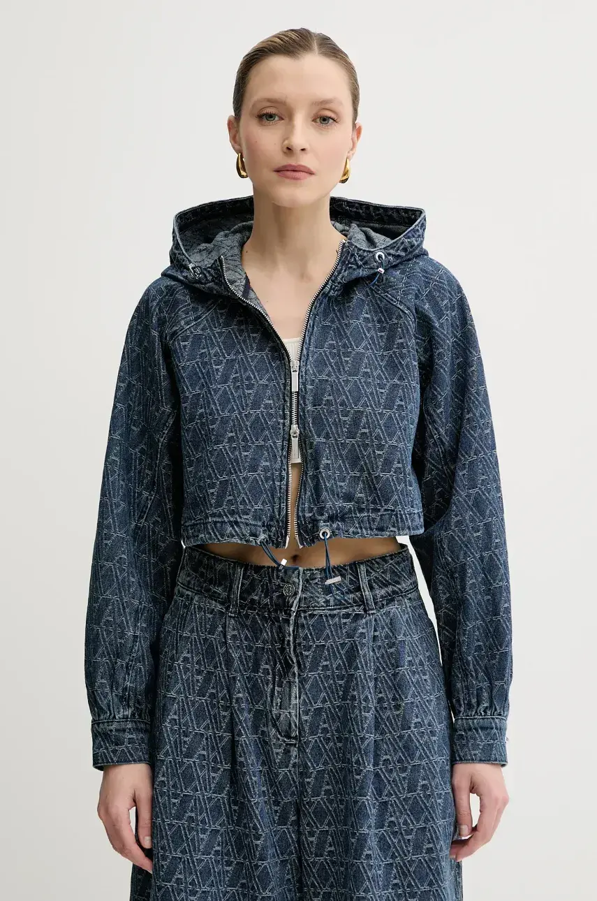 Rifľová bunda Armani Exchange tmavomodrá farba, prechodná, XW001185 AF12844