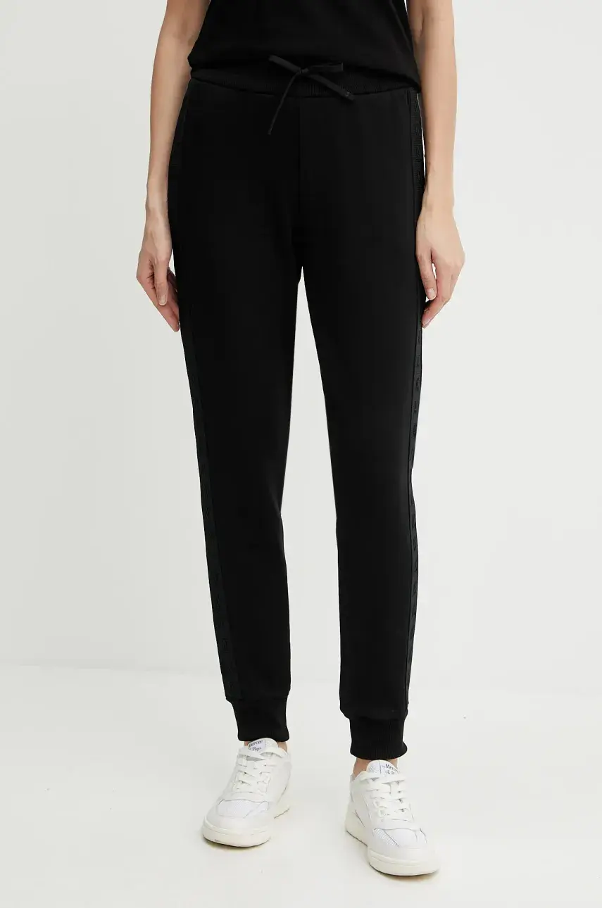 Bavlnené tepláky Armani Exchange čierna farba, s nášivkou, XW000503 AF12804