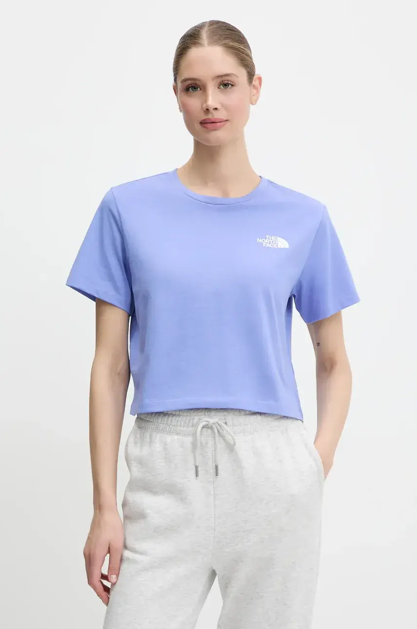 Tričko The North Face Simple Dome Cropped Slim dámske, fialová farba, NF0A87U40YI1