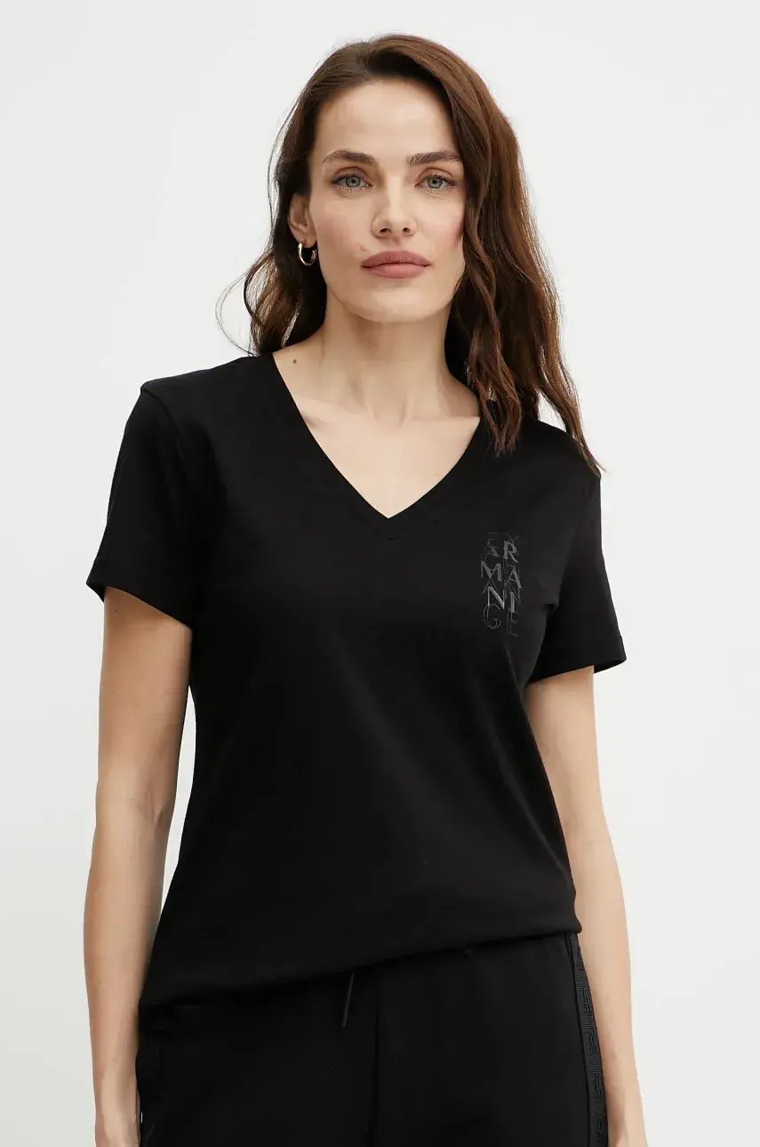 Bavlnené tričko Armani Exchange dámske, čierna farba, XW000527 AF10356