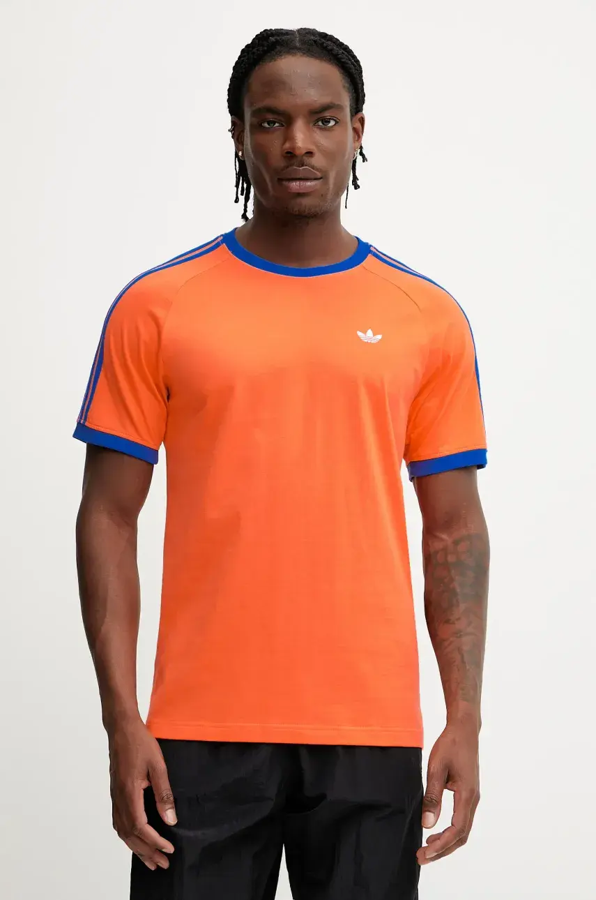 Bavlnené tričko adidas Originals Q2 Monogram Cal pánske, oranžová farba, s nášivkou, JP4431