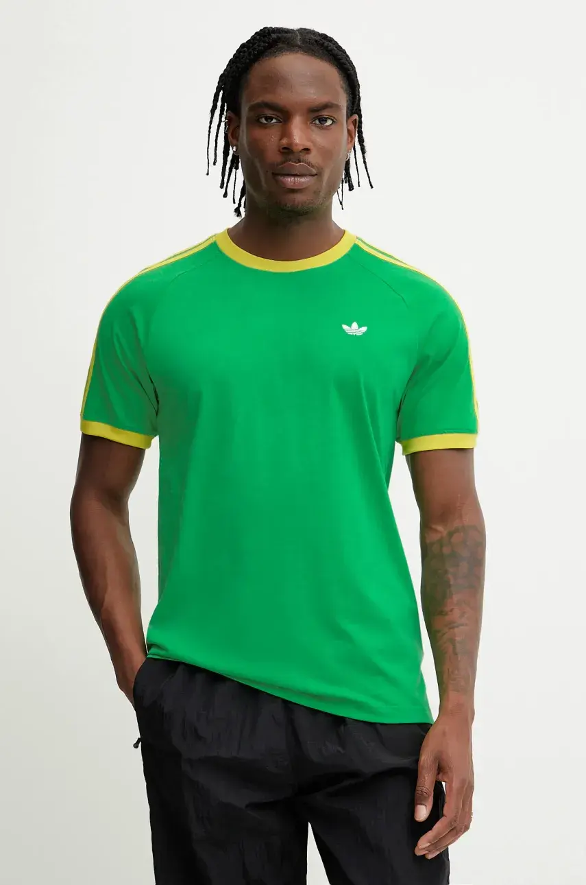 Bavlnené tričko adidas Originals Q2 Monogram Cal pánske, zelená farba, jednofarebné, JP4432