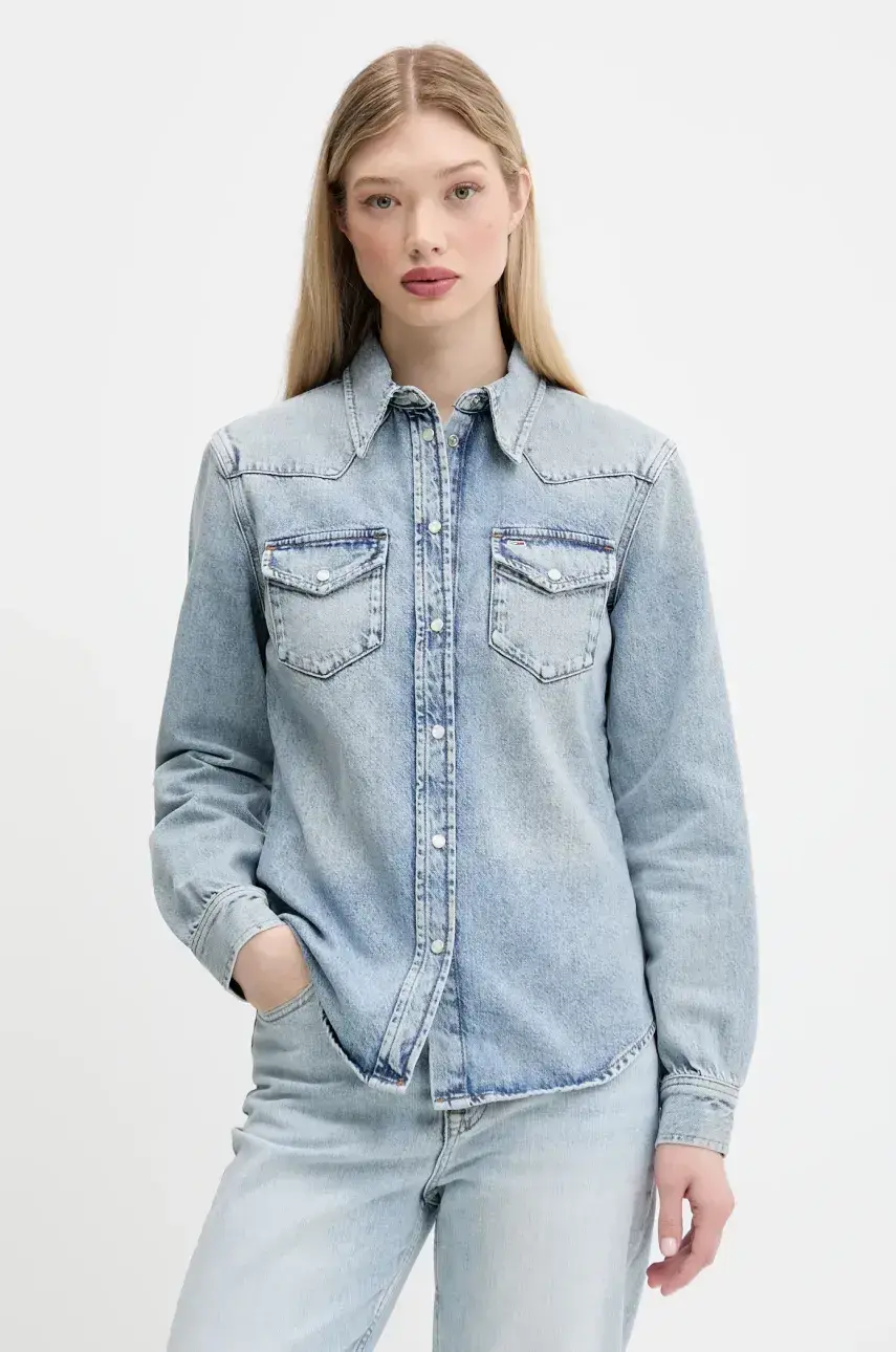 Rifľová košeľa Tommy Jeans regular, s klasickým golierom, DW0DW21416