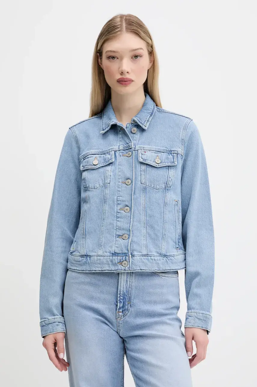 Rifľová bunda Tommy Jeans prechodná, DW0DW20123