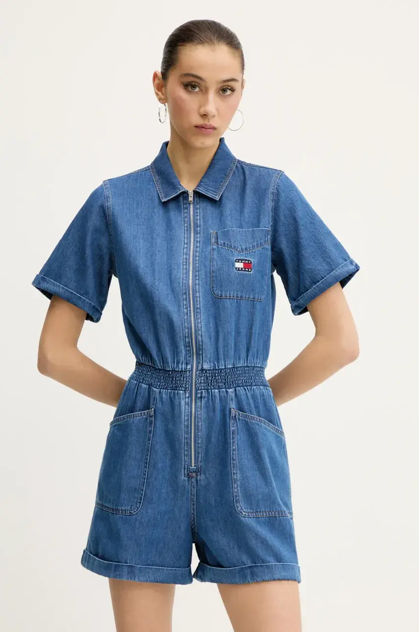 Rifľový overal Tommy Jeans bavlnené, s golierom, DW0DW20371