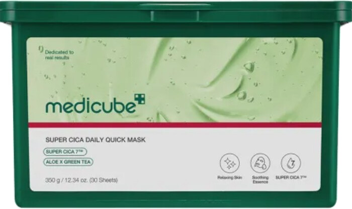 Medicube Upokojujúca pleťová maska Super Cica (Daily Quick Mask) 30 ks