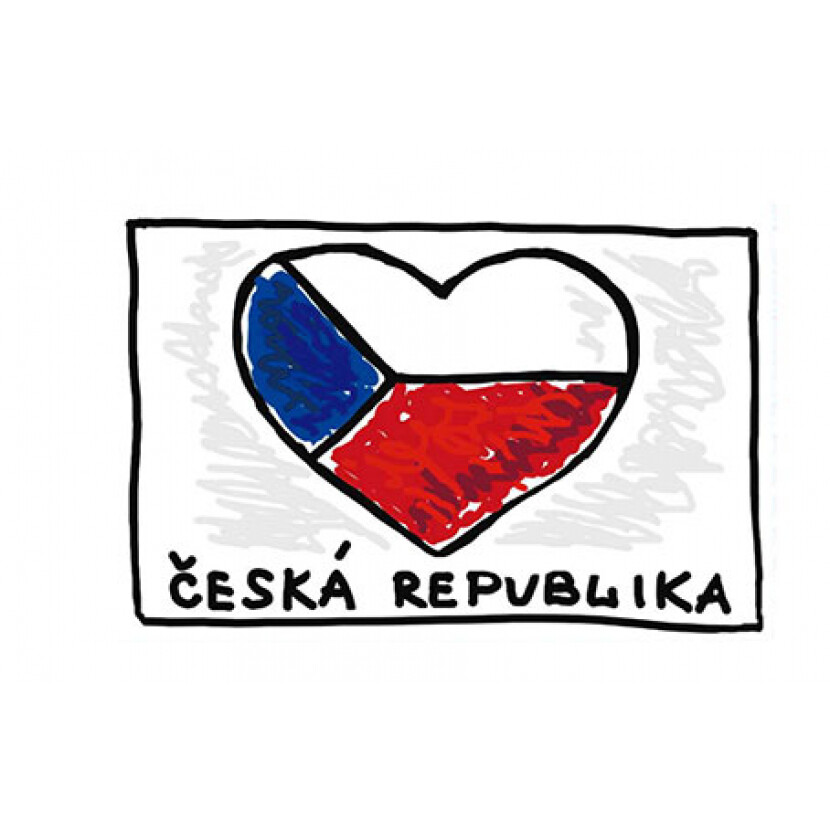Samolepka Česká republika so srdcom 6 x 9 cm - farebná