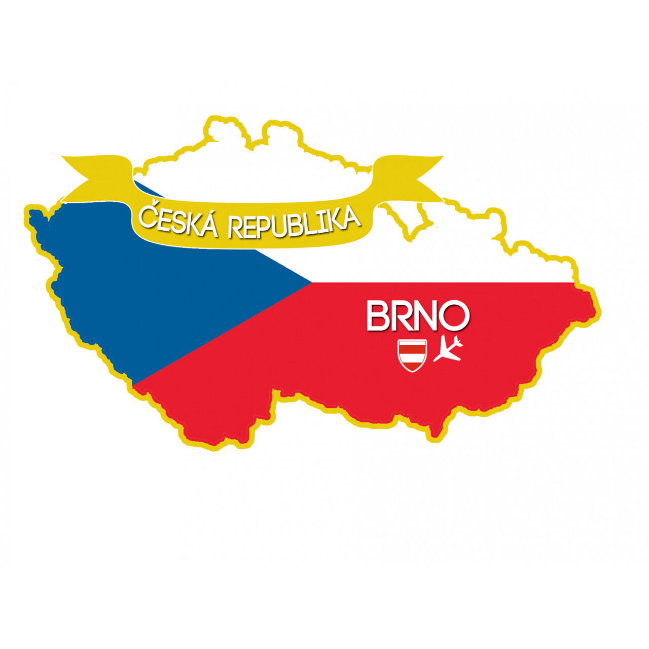 Samolepka Slovenská mapa s Brnom na mape 6 x 9 cm - farebná