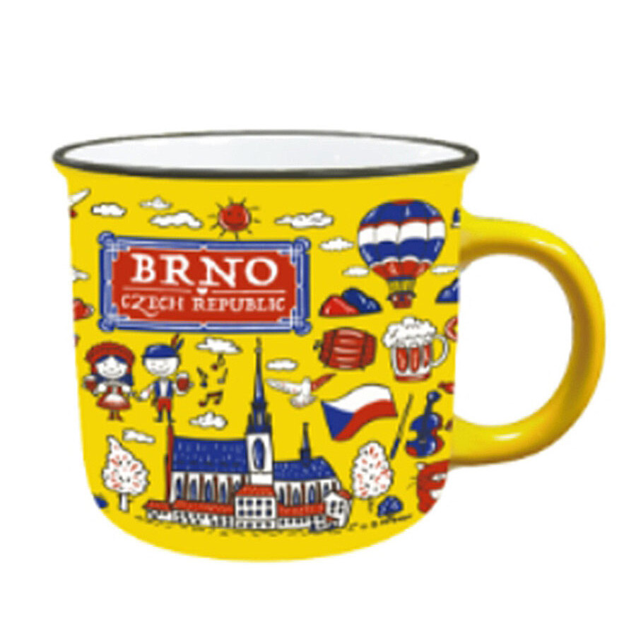 Hrnček Brno Czech Republic - žltý-červený