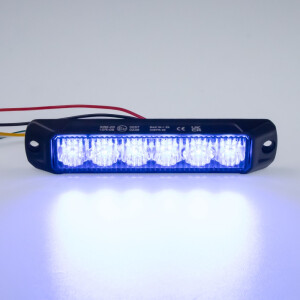 Modrý LED predátor 12/24V - 6x 3W / ECE R65 (132x30x11mm)