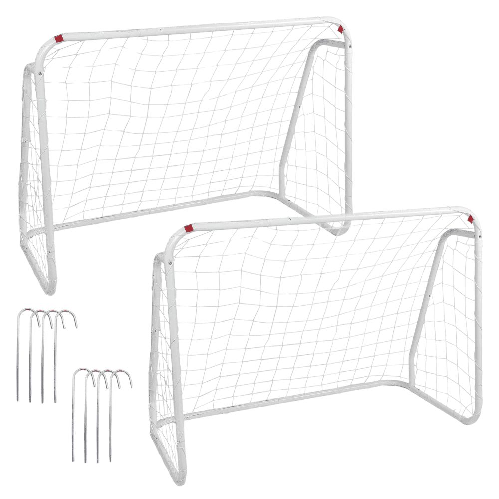 Futbalová bránka, set 2 ks, oceľ/lano, biela, GADA